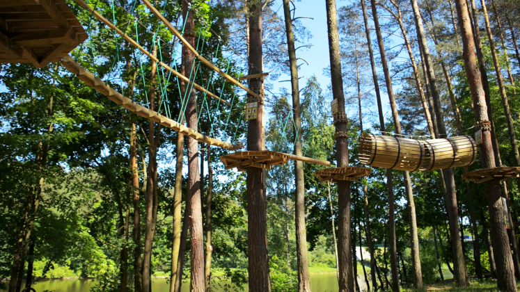 Zipline and rope adventure park in Druskininkai forest