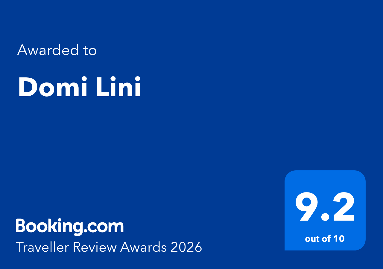 Награда Booking.com Traveller Review Award 2026 для Domi Lini с оценкой 9,2 из 10