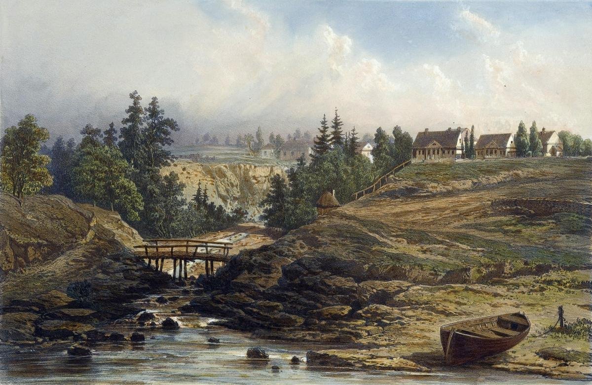 Исторический вид Друскининкай на иллюстрации Эжена Сисери 1852 года