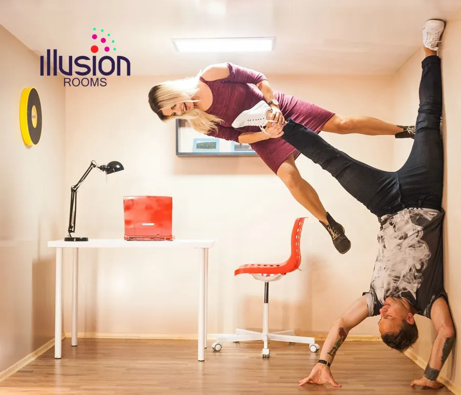 Upside-down optical illusion room in Druskininkai