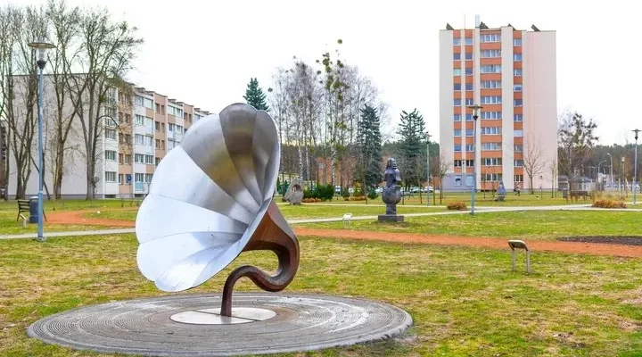 Playful sculptures in Musical Square in Druskininkai