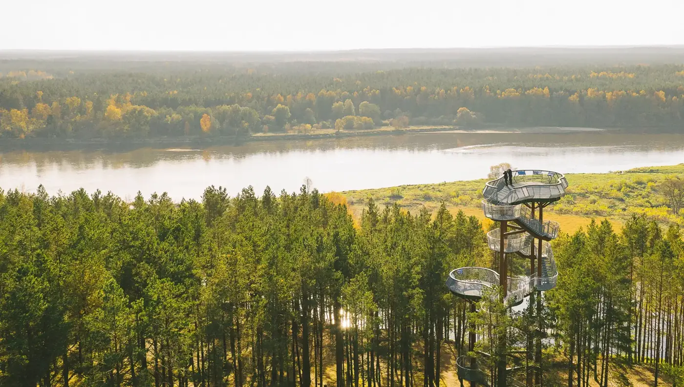 Merkinė observation tower above the forests of Dzūkija National Park